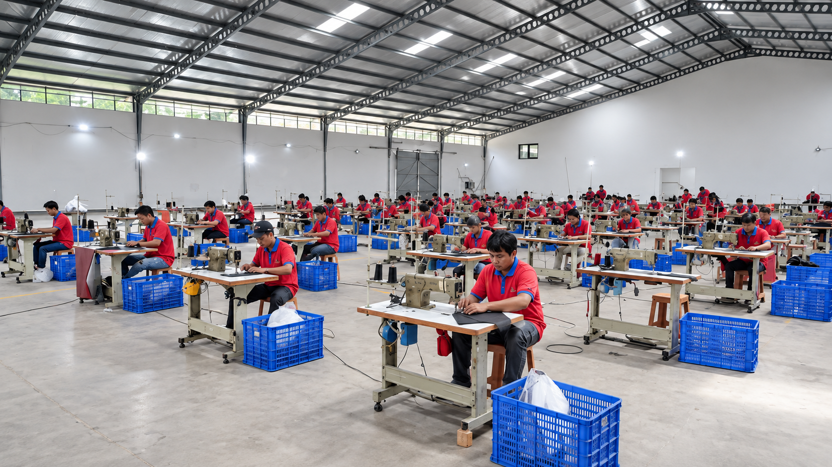 PT Adipura Mandiri production team sewing custom bags in the workshop