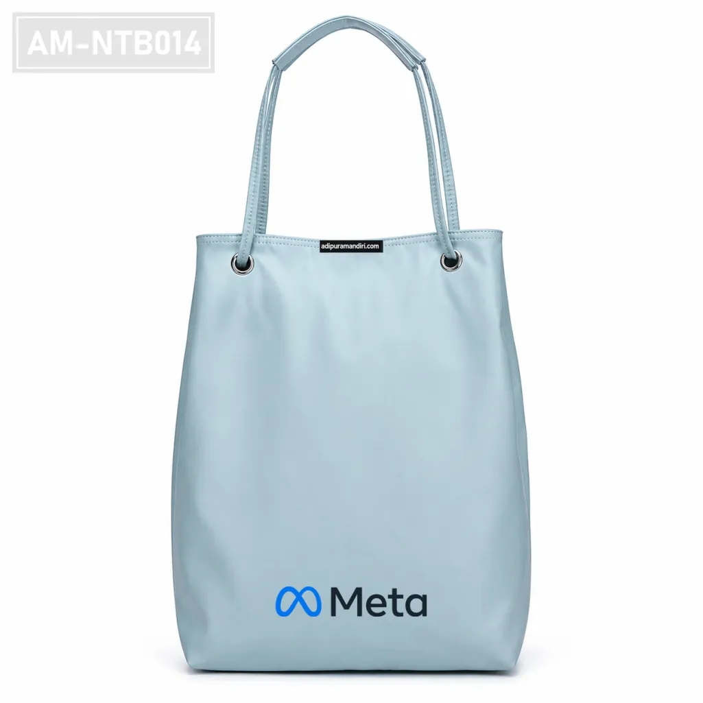 Light Blue PU Leather Shoulder Tote Bag