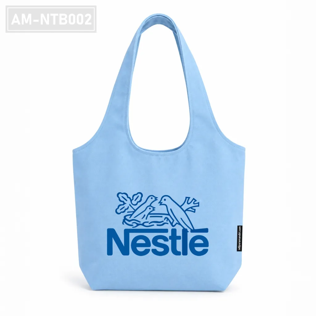 Light Blue Canvas Open-Top Tote Bag