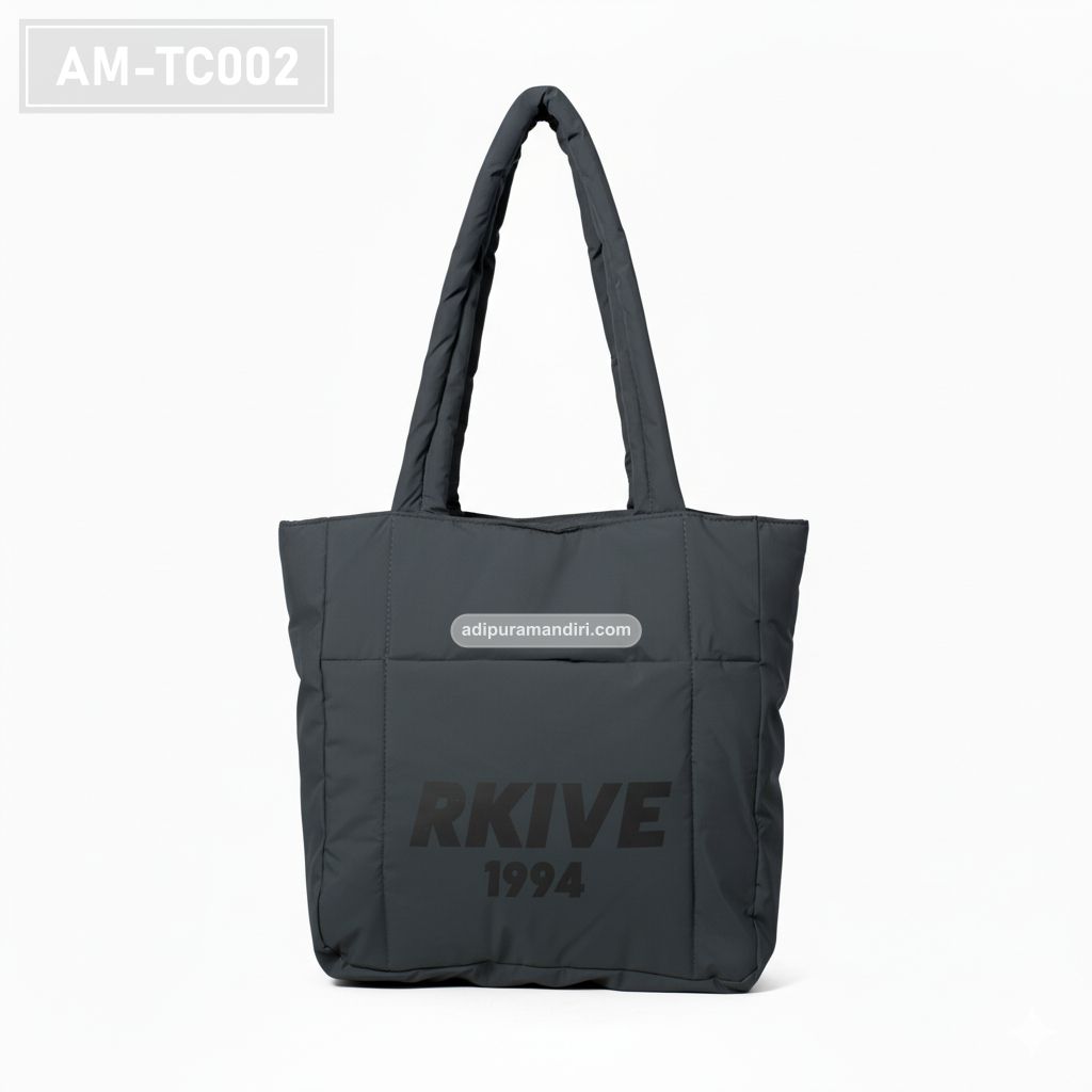 Dark Grey Puffer Tote Bag