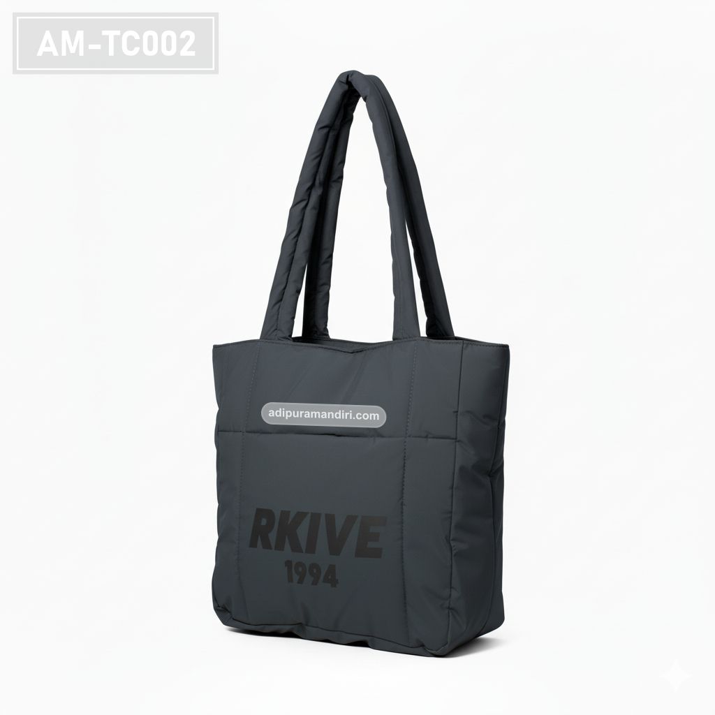 Dark Grey Puffer Tote Bag