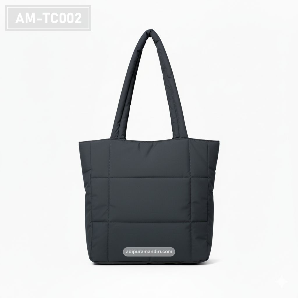 Dark Grey Puffer Tote Bag