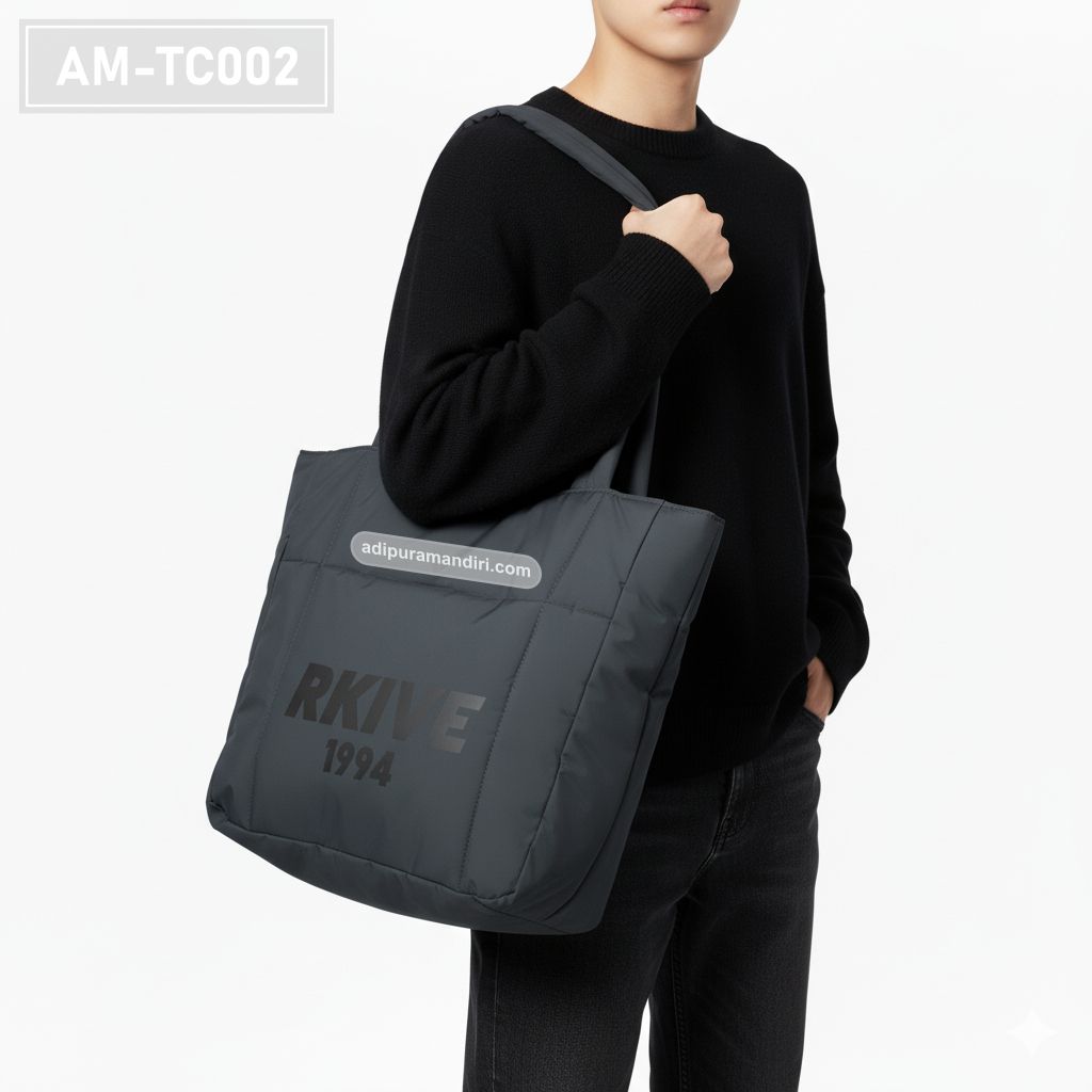 Dark Grey Puffer Tote Bag