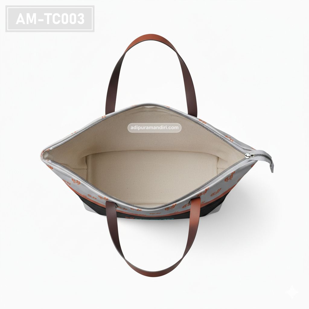 Orange Colorblock Canvas Tote Bag