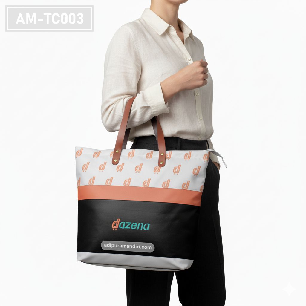 Orange Colorblock Canvas Tote Bag
