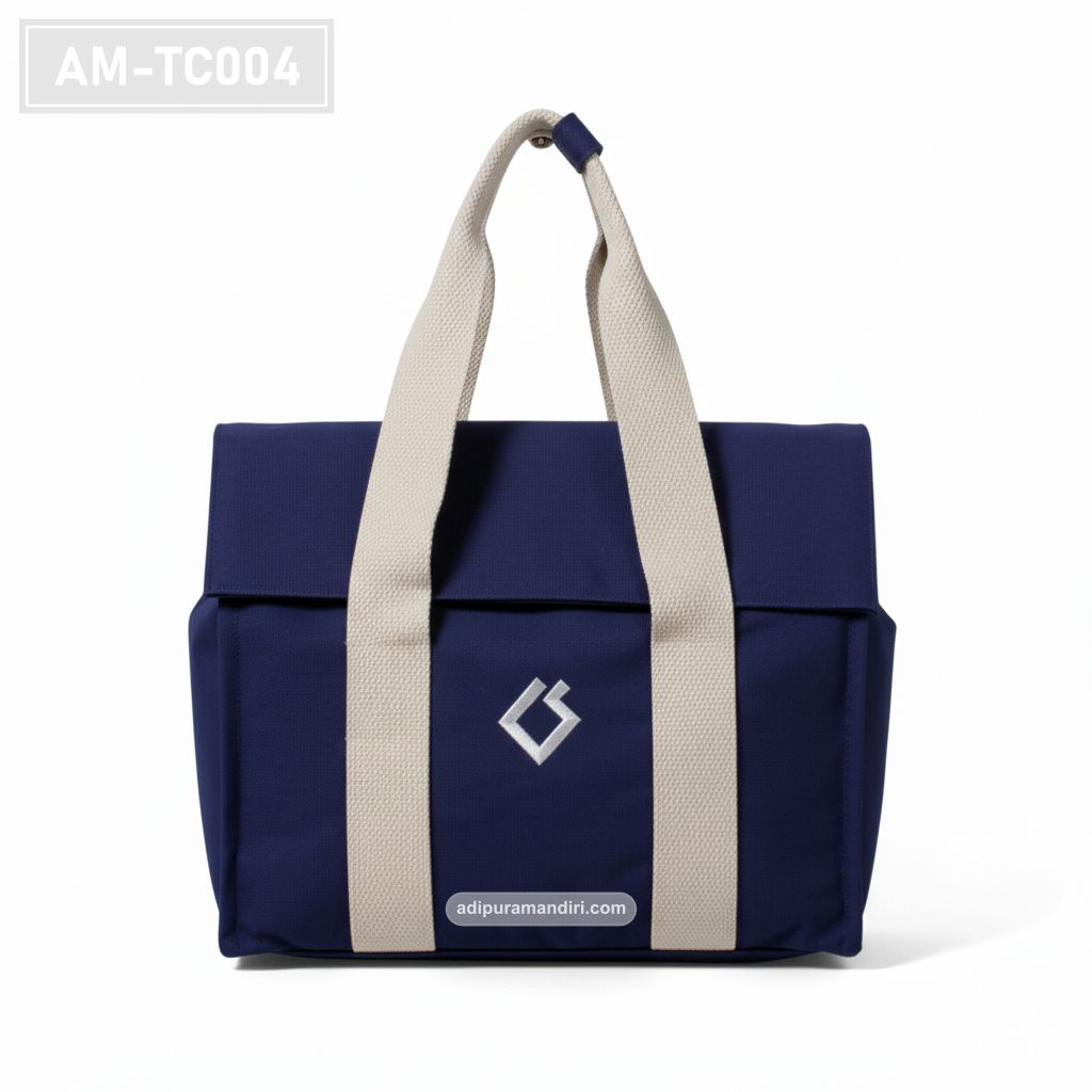 Navy Structured Canvas Tote Bag