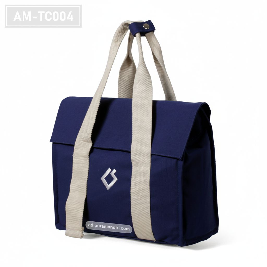 Navy Structured Canvas Tote Bag