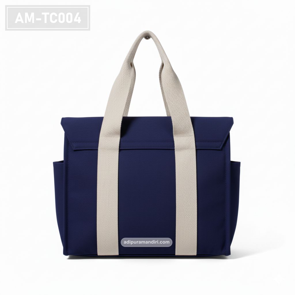 Navy Structured Canvas Tote Bag