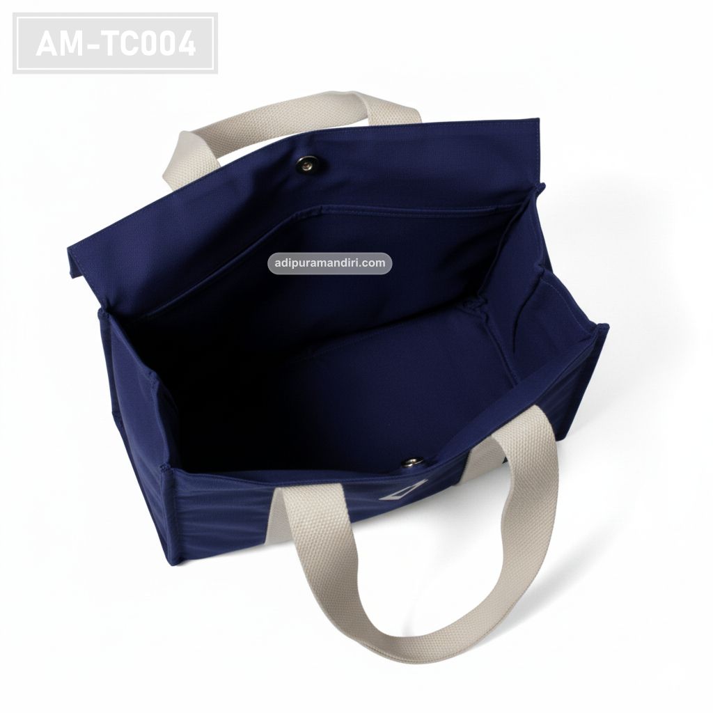 Navy Structured Canvas Tote Bag