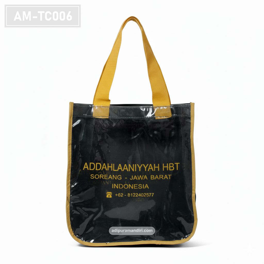Glossy Black PVC Tote Bag