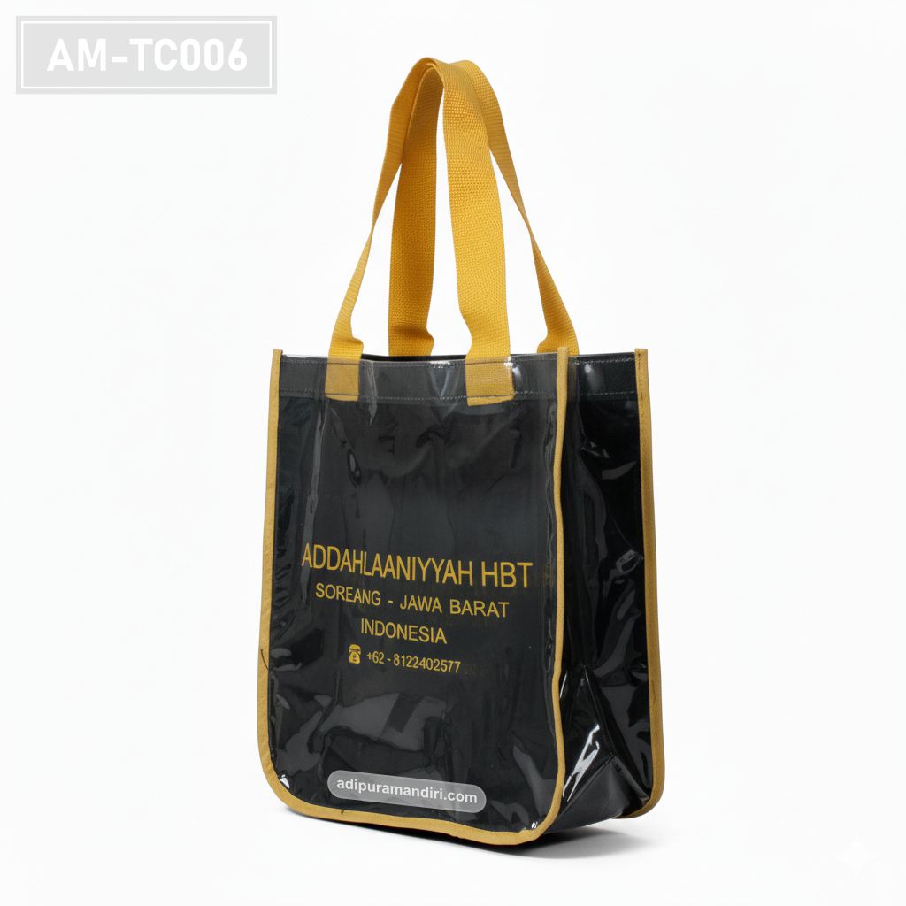 Glossy Black PVC Tote Bag