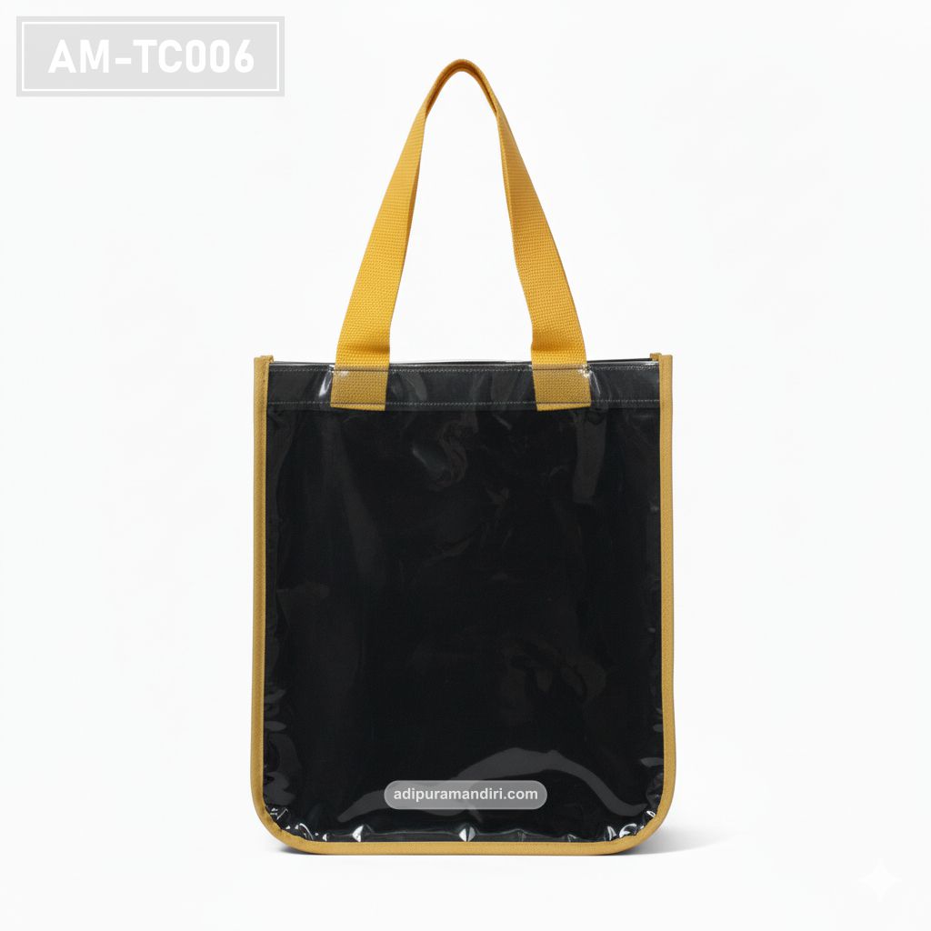 Glossy Black PVC Tote Bag