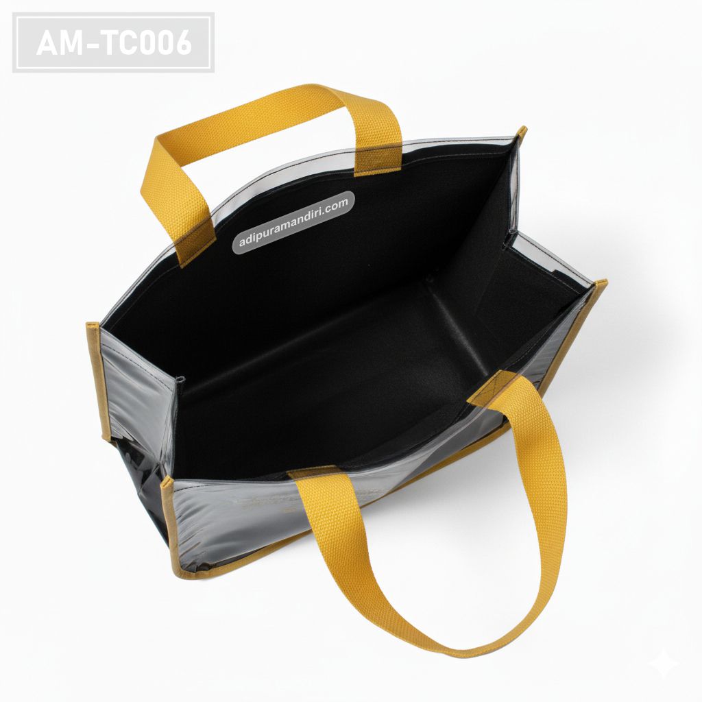 Glossy Black PVC Tote Bag