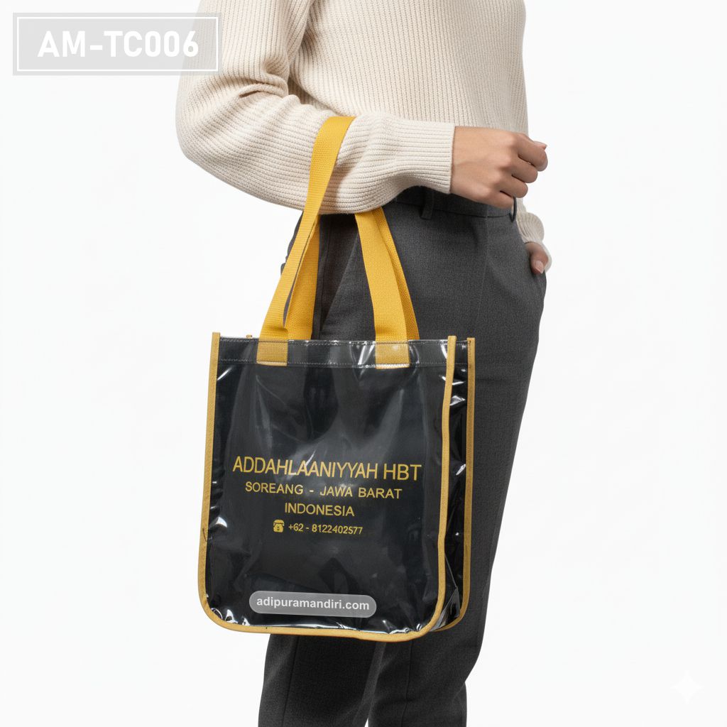 Glossy Black PVC Tote Bag