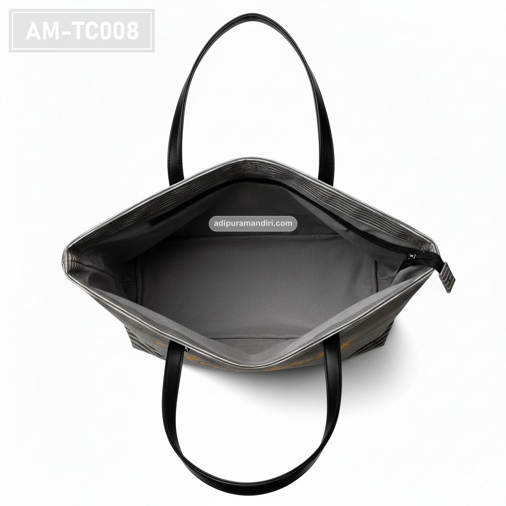 Grey Striped Canvas Tote Bag