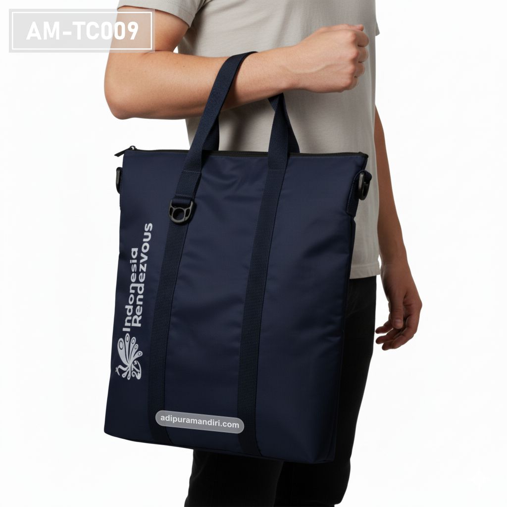 Navy Nylon Corporate Tote Bag