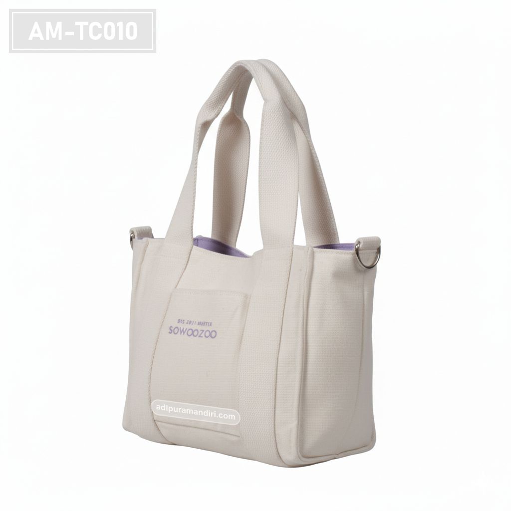 Cream Canvas Mini Tote Bag