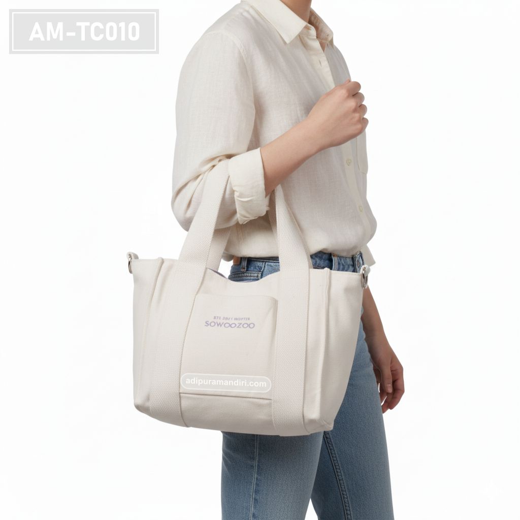 Cream Canvas Mini Tote Bag