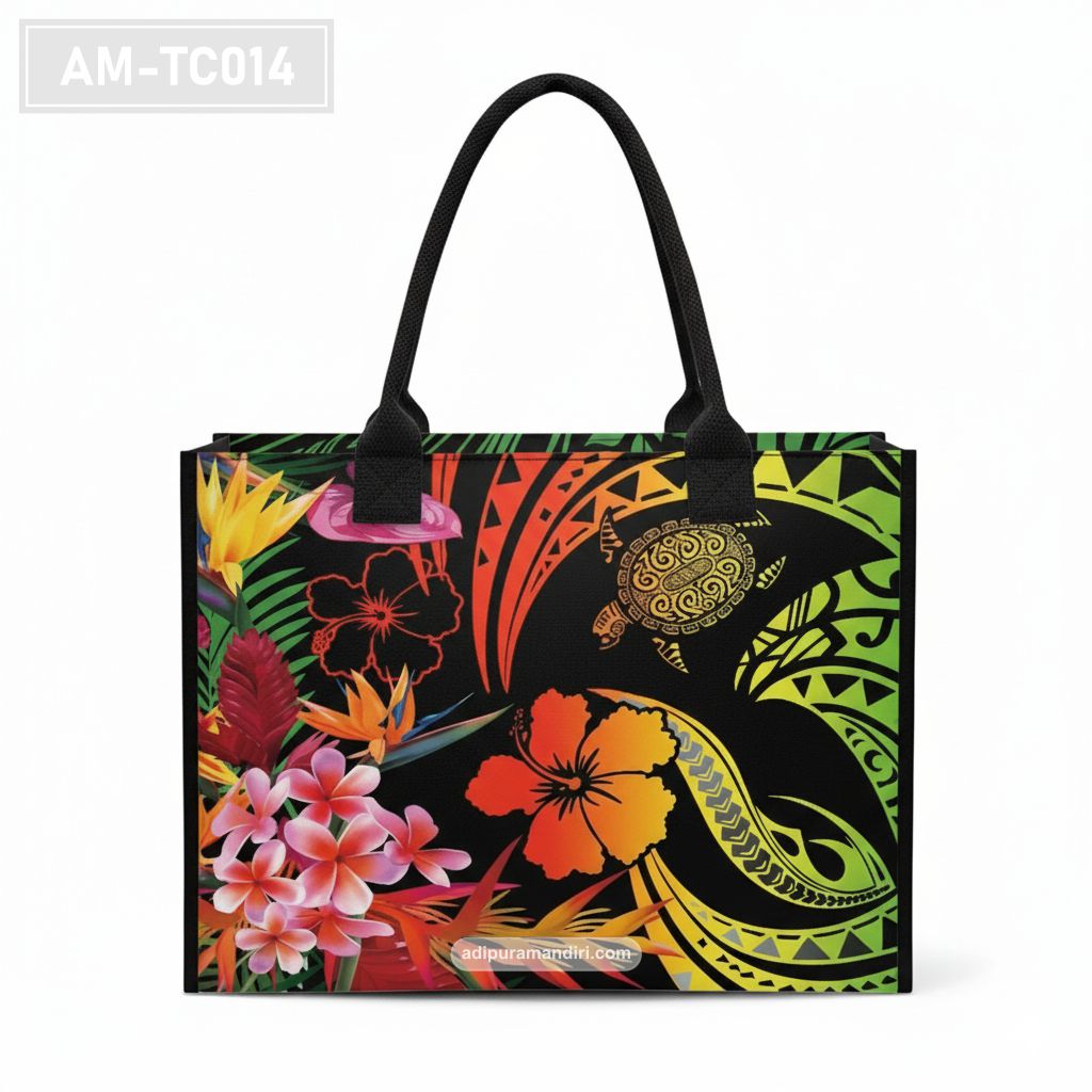 Tropical Floral Canvas Tote Bag
