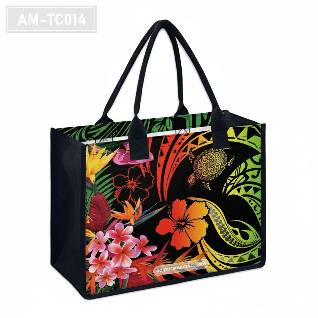 Tropical Floral Canvas Tote Bag