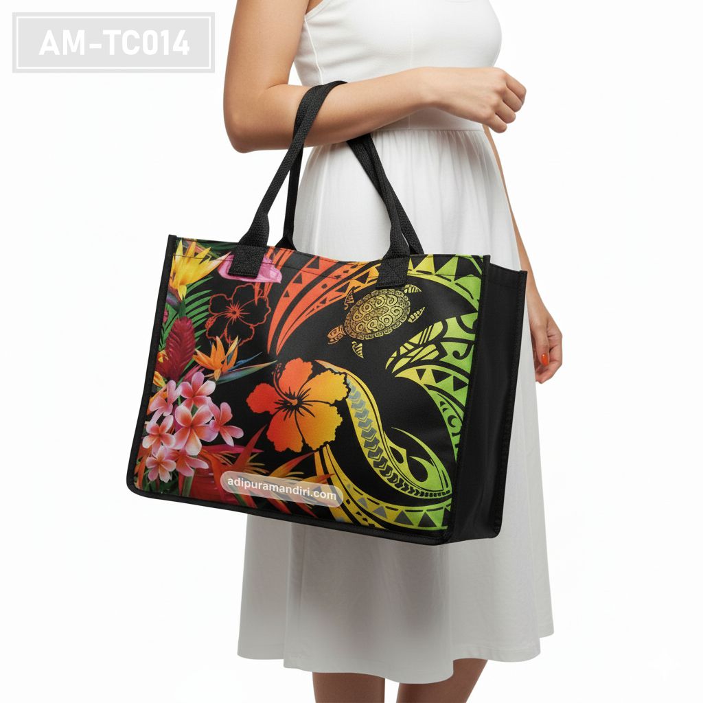 Tropical Floral Canvas Tote Bag