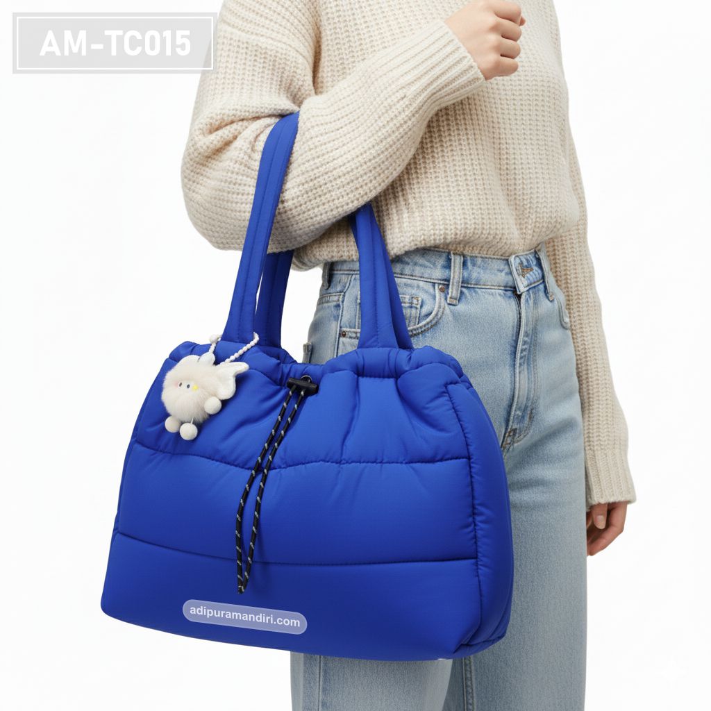 Royal Blue Puffer Tote Bag