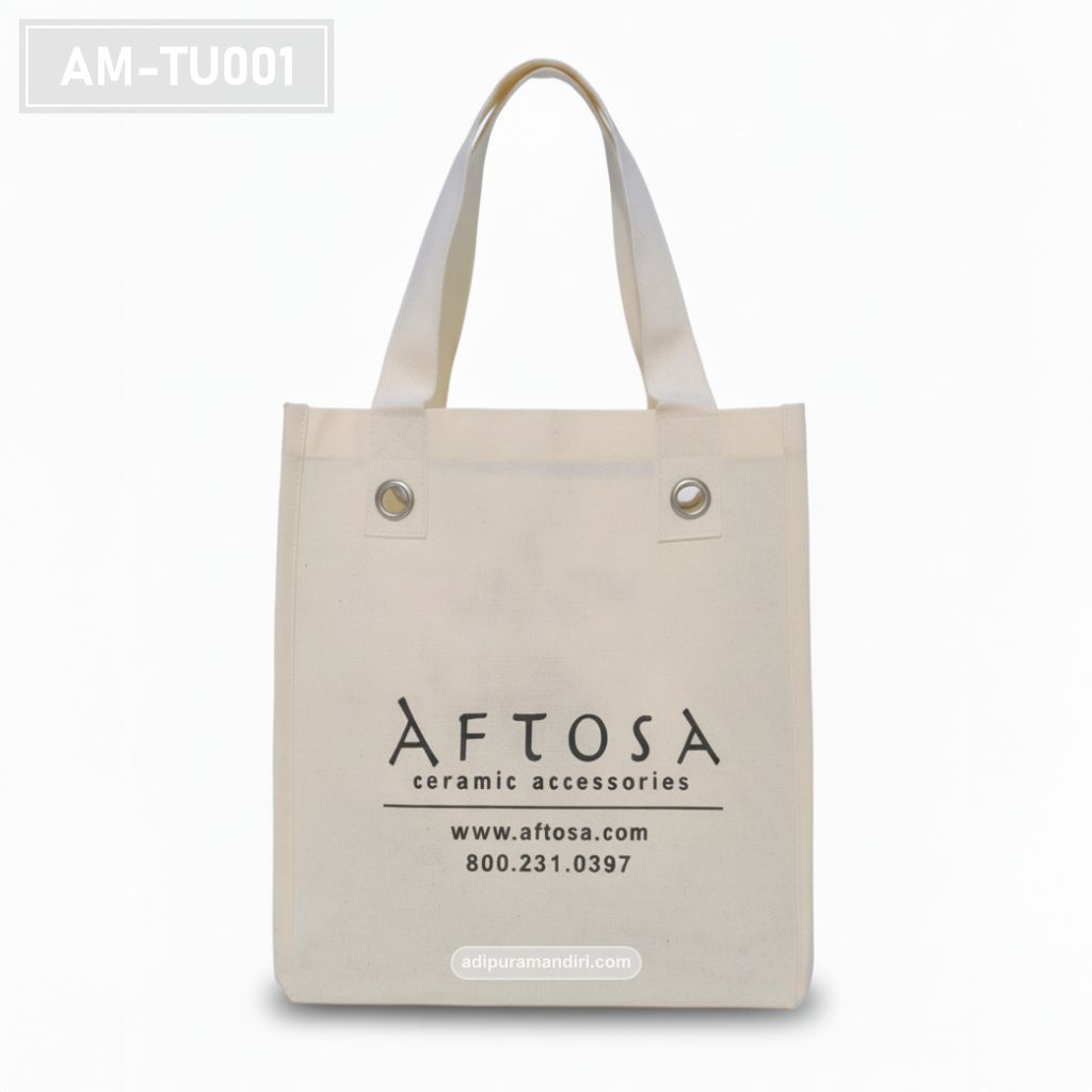 Cream Spunbond Tote Bag with Metal Grommets