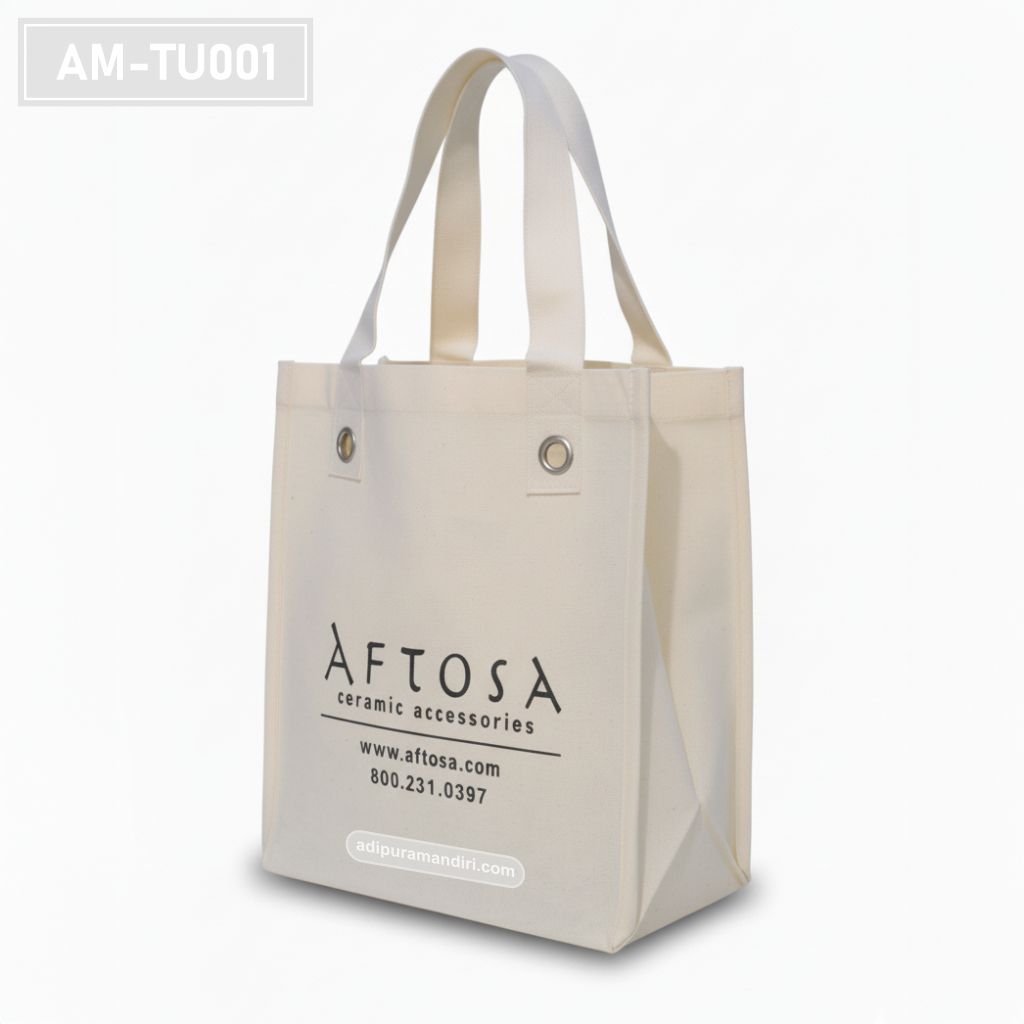 Cream Spunbond Tote Bag with Metal Grommets