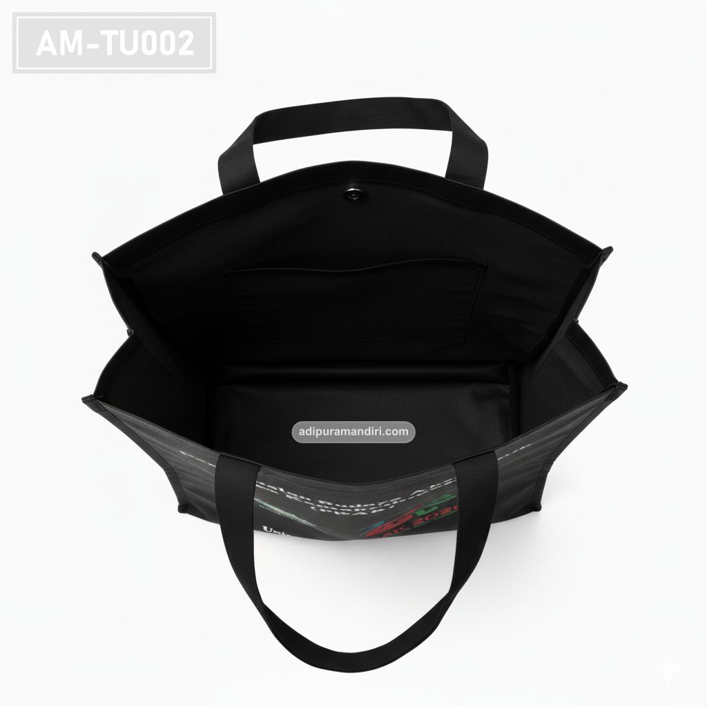 Black Spunbond Tote Bag with Full Colour Print