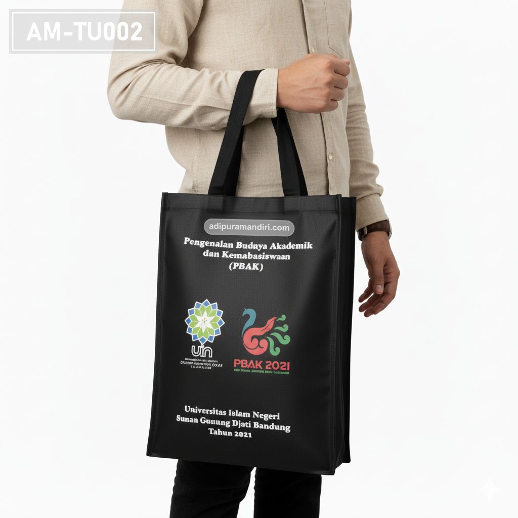 Black Spunbond Tote Bag with Full Colour Print