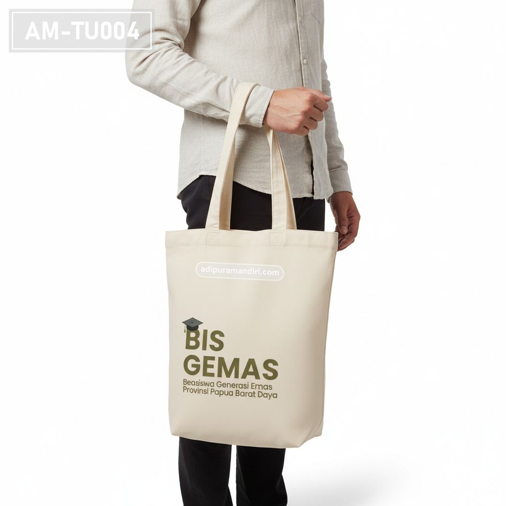 Natural Cream Spunbond Tote Bag with Custom Print