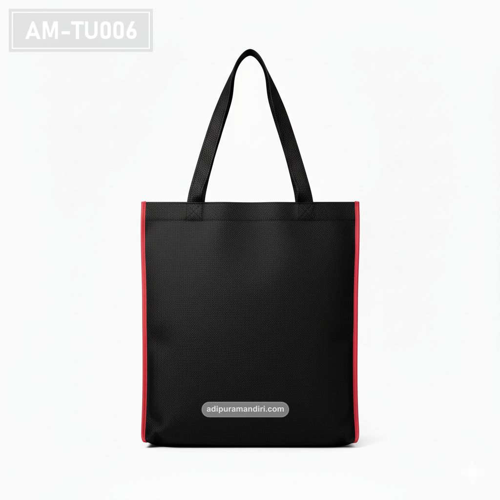 Black and Red Spunbond Travel Tote Bag