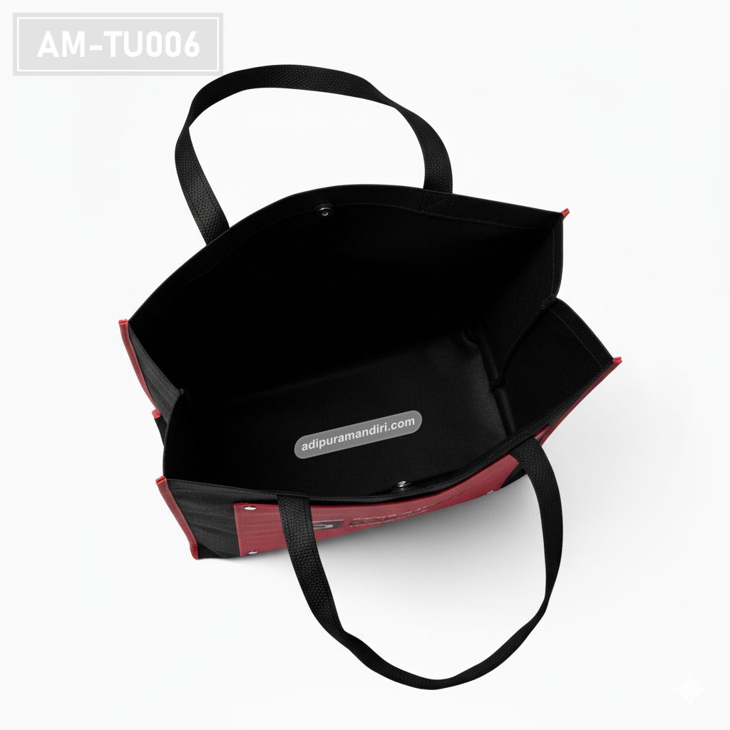 Black and Red Spunbond Travel Tote Bag