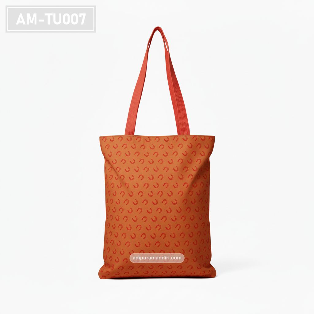 Orange Spunbond Tote Bag with Batik Horse Print