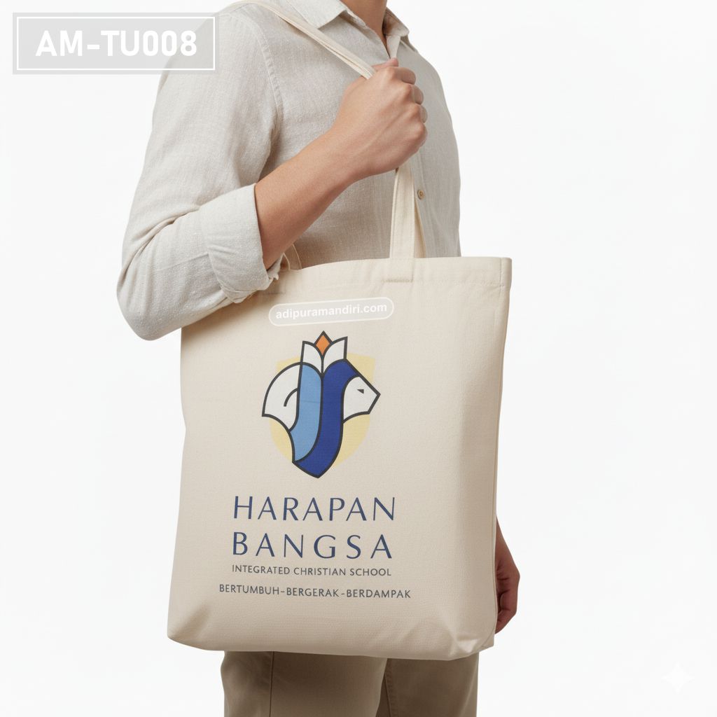 Natural Cream Spunbond School Tote Bag