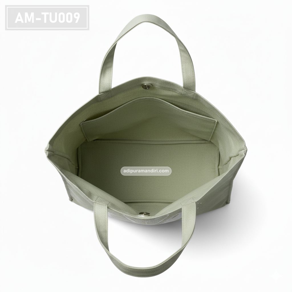 Sage Green Spunbond Tote Bag with Fish Print