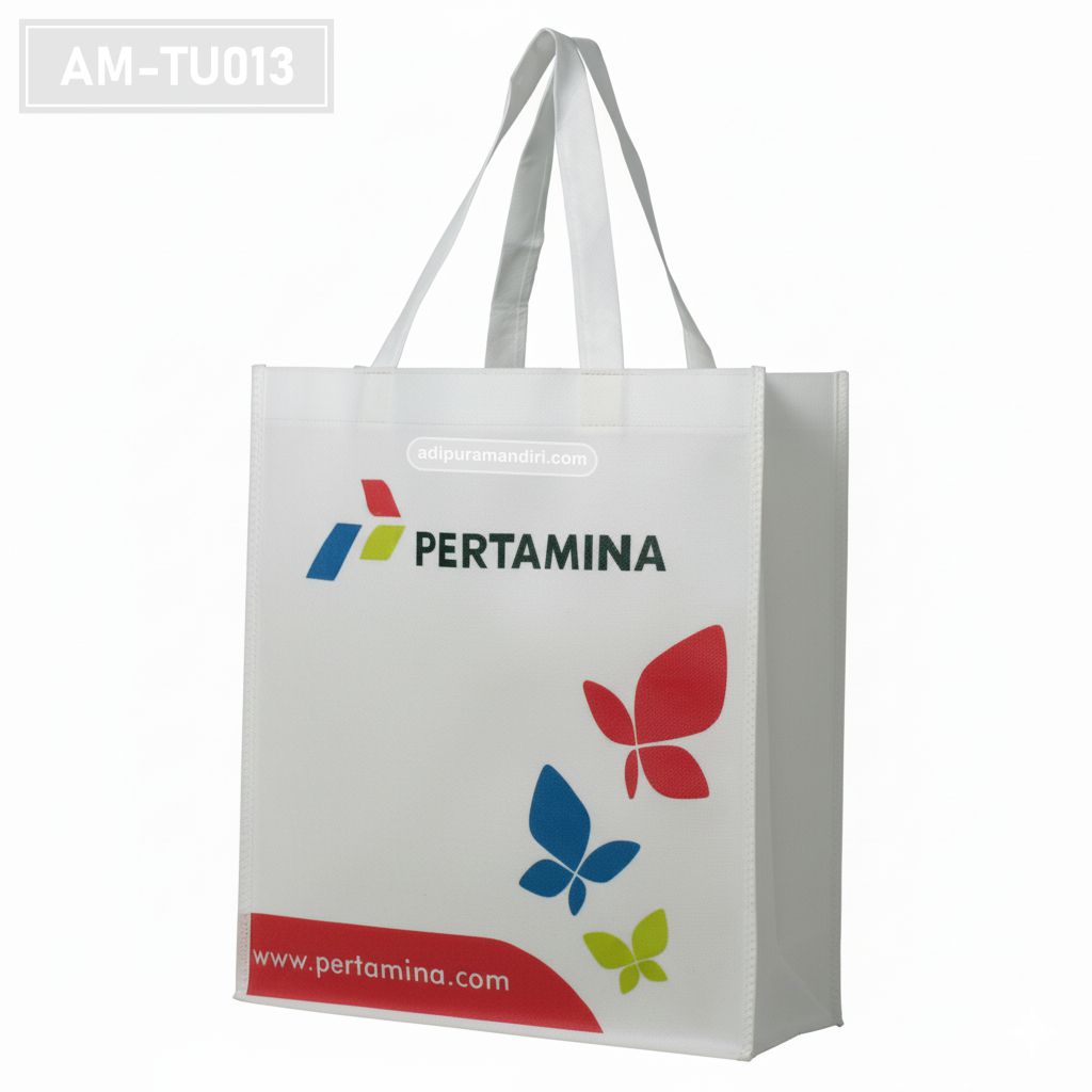 White Spunbond Corporate Tote Bag with Colour Print