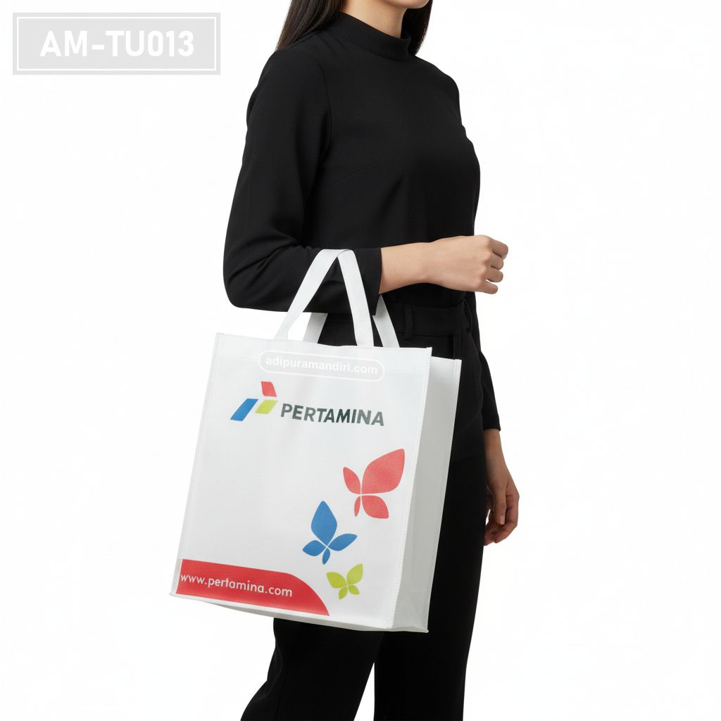 White Spunbond Corporate Tote Bag with Colour Print