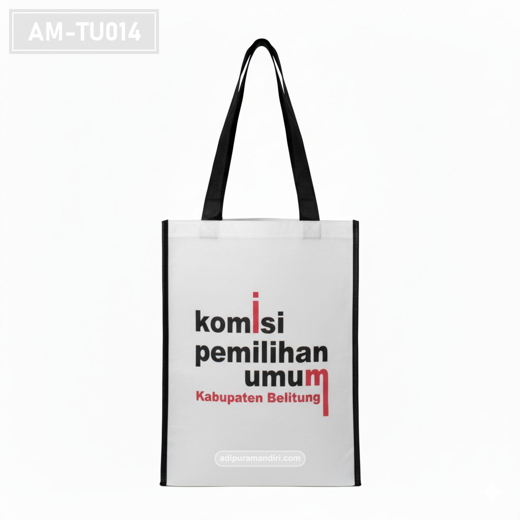 White Spunbond Tote Bag with Black Trim