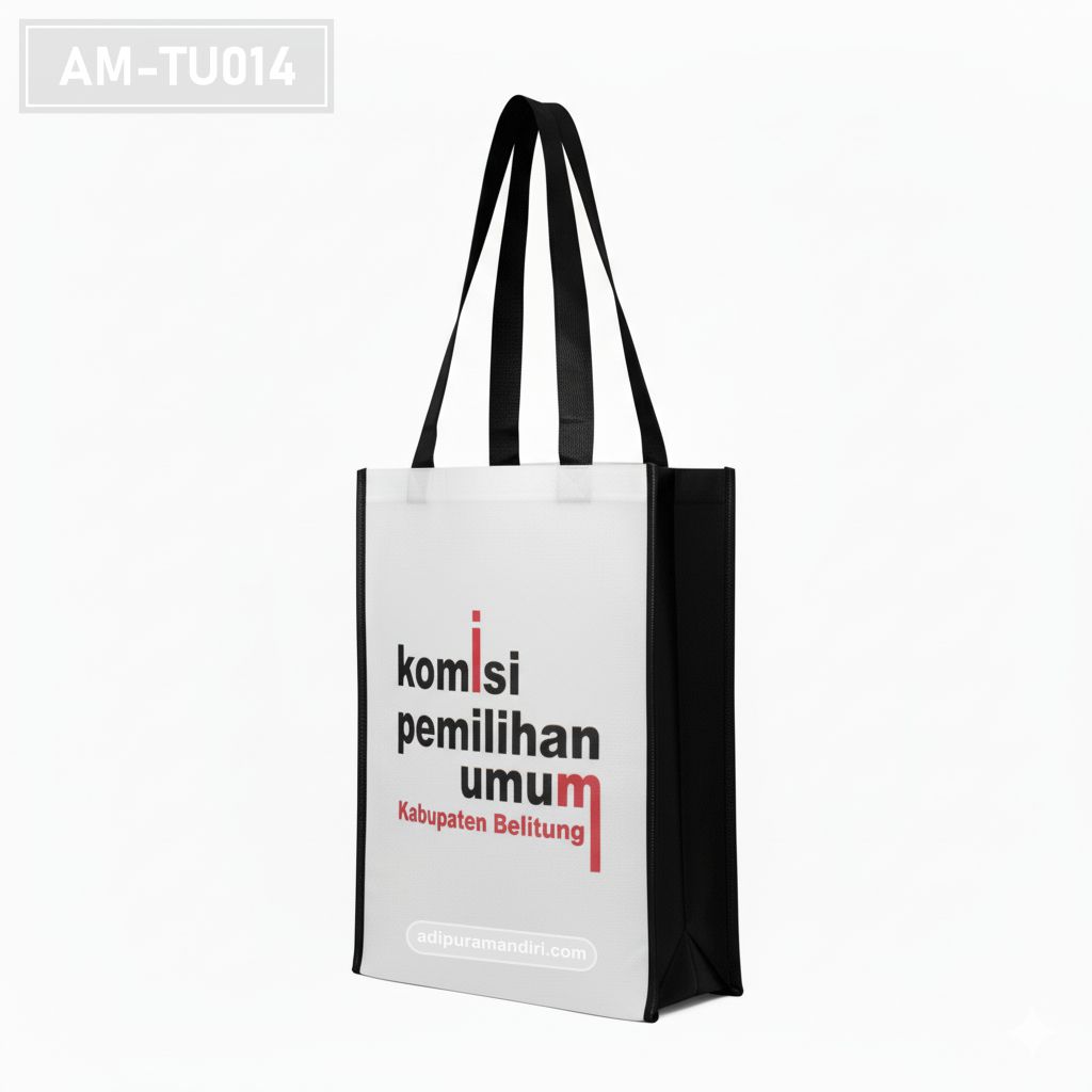 White Spunbond Tote Bag with Black Trim