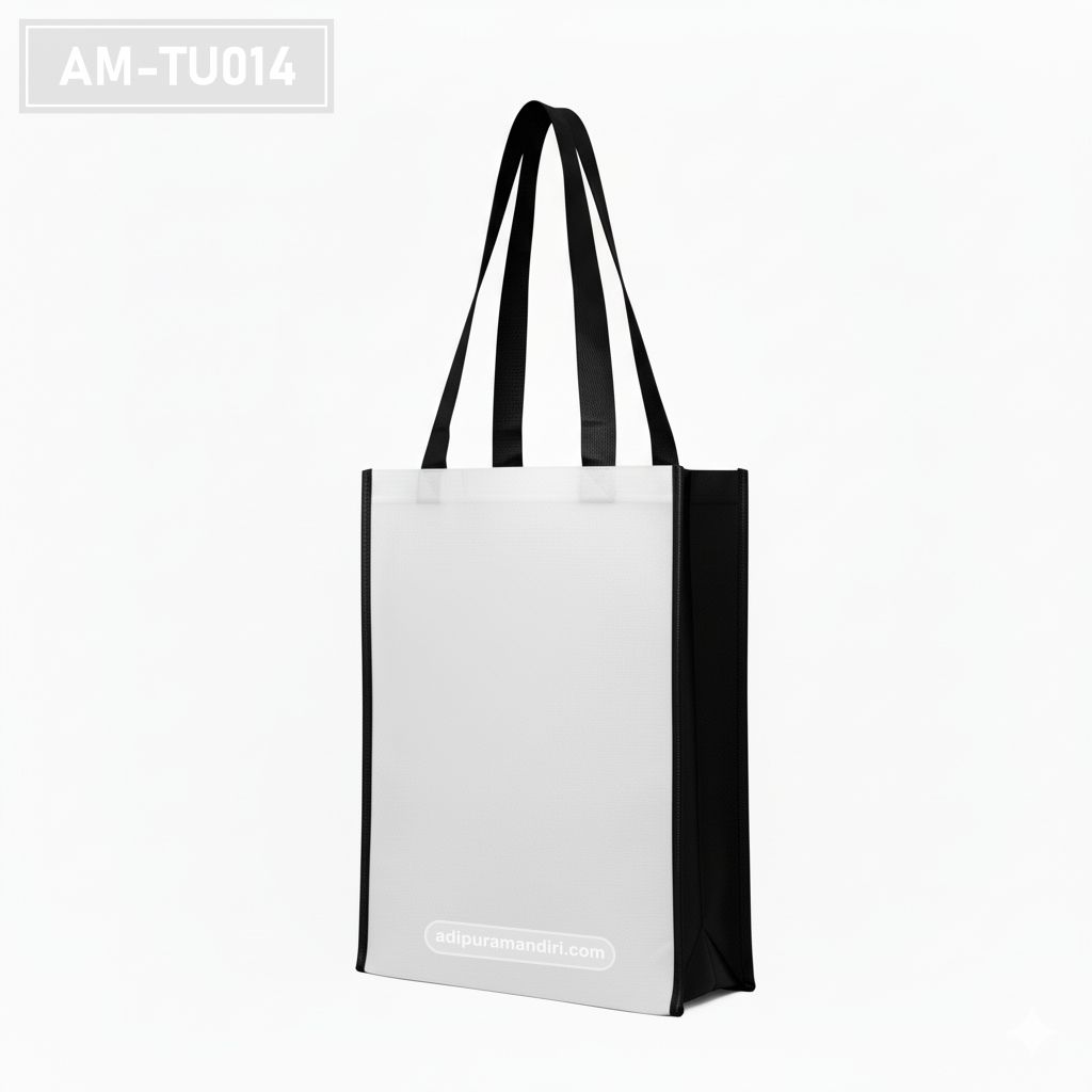 White Spunbond Tote Bag with Black Trim