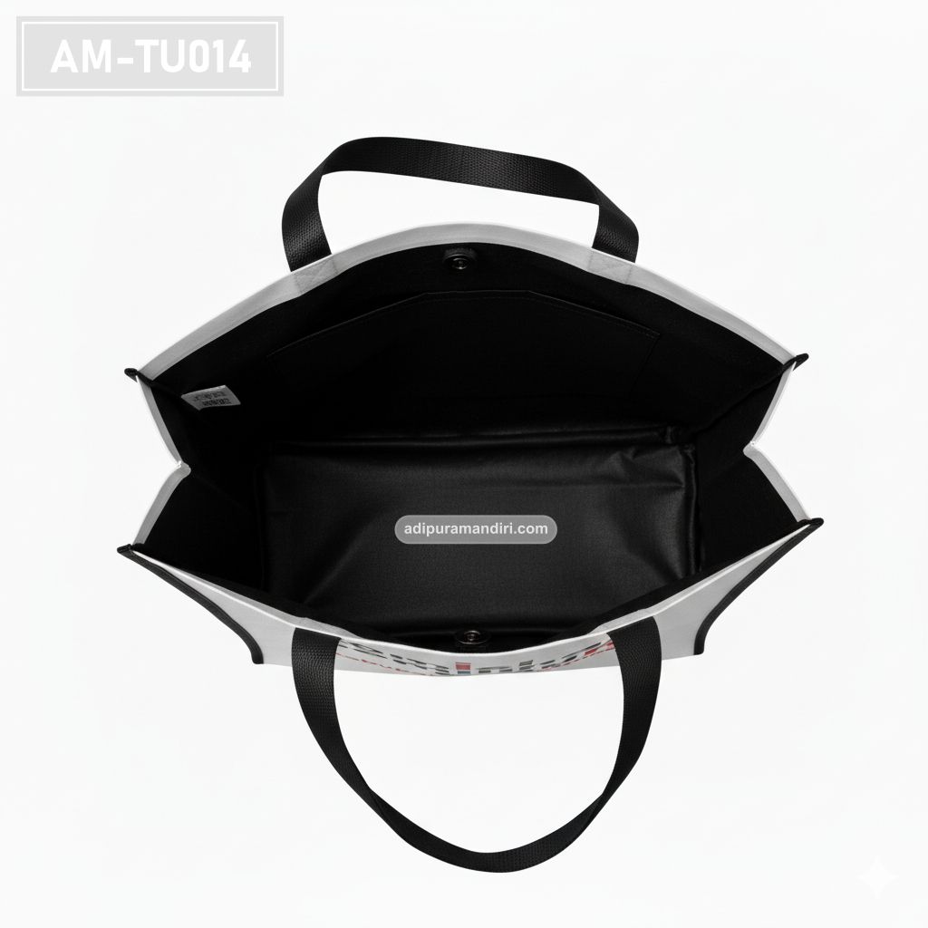White Spunbond Tote Bag with Black Trim