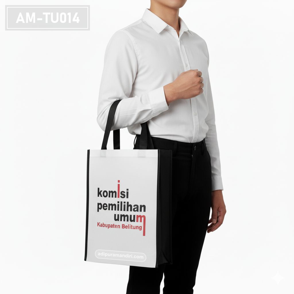 White Spunbond Tote Bag with Black Trim