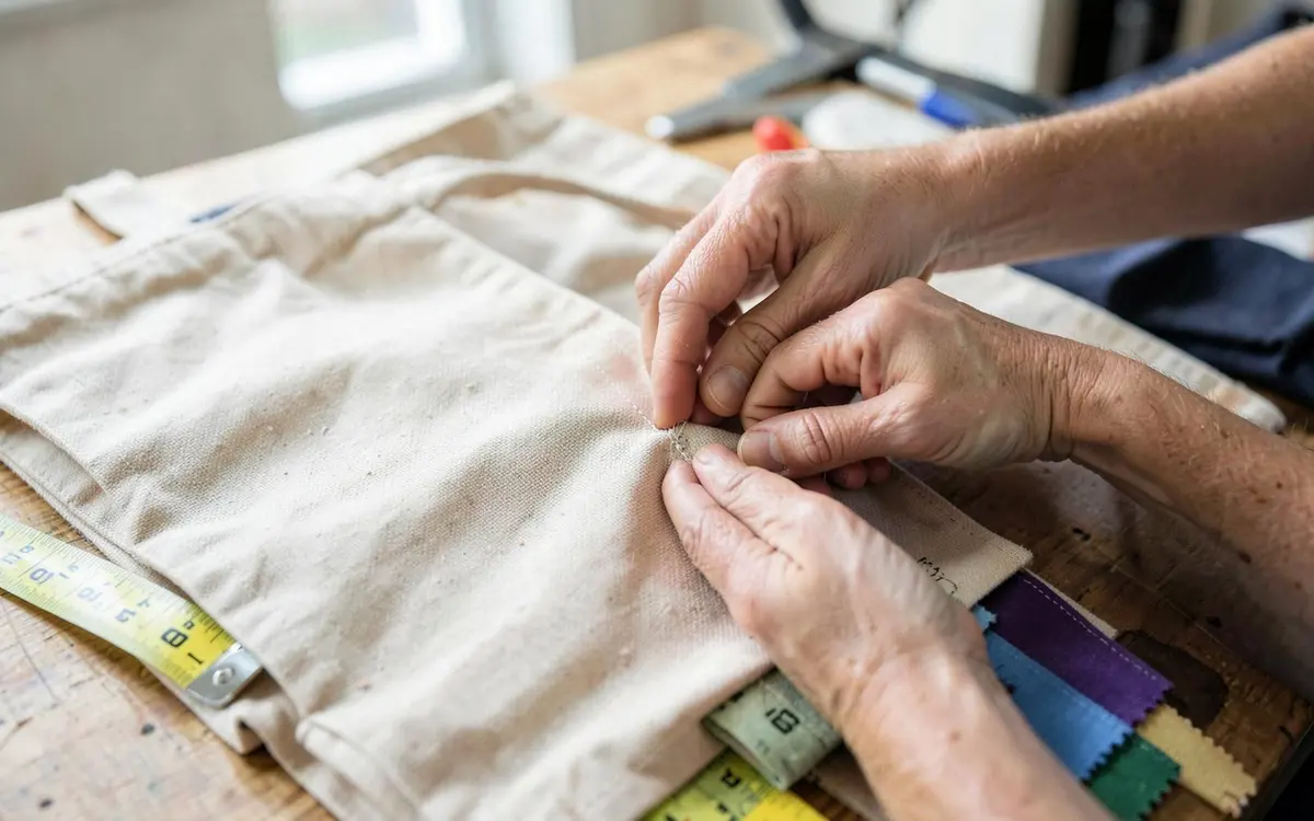 Finished bag being inspected against a specification